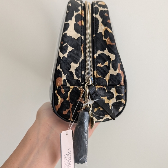 NWT VICTORIA'S SECRET 3-PC Set Leopard Black Travel Cosmetic Bag Makeup Pouch XL - Picture 5 of 16